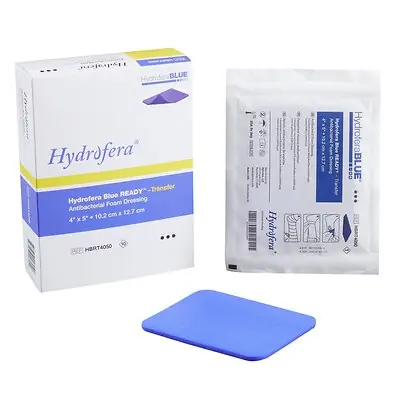 BSN Medical - HBRT4050 Antibacterial Foam Dressing Hydrofera BLUE® READY-Transfer 4 X 5 Inch Without Border Without Film Backing Nonadhesive Rectangle Sterile