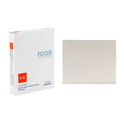 Focus Health Group - 60045 Alginate Dressing ZeniFIBER Calcium Alginate 4 X 5 Inch Rectangle