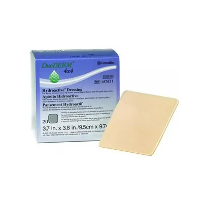 ConvaTec - 187611 Hydrocolloid Dressing DuoDERM® Hydroactive® Film Backing 4 X 4 Inch Square Hydrocolloid