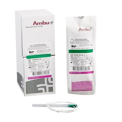 Ambu - 74438-45-10 EMG Needle Electrode with Leadwire Ambu® Neuroline Inoject 36 Gauge X 1-1/2 X 30 Inch Length Silicone Coated Stainless Steel Sterile Small Angle Tip Disposable