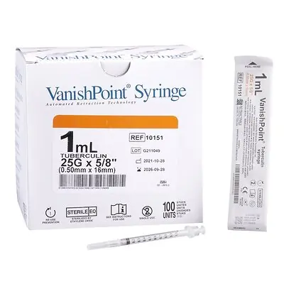 Retractable Technologies - 10151 VanishPoint® 1 mL Tuberculin Syringe w/ Needle