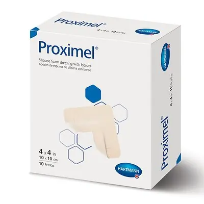 Hartmann - 14200000 Foam Dressing Proximel® 4 X 4 Inch With Border Waterproof Film Backing Silicone Adhesive Square Sterile