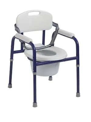 Drive DeVilbiss Healthcare - PC 1000 BL Commode Chair Pinniped Padded Fixed Arms Steel Frame With Backrest 13 Inch Seat Width 250 lbs. Weight Capacity