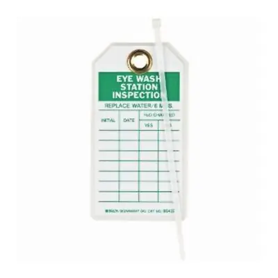 Fisher Anatomical - 19040387 Equipment Tag Brady™ Inspection for Eye Wash Station Green / White 3 X 5-3/4 Inch Polyester 10 per Pack