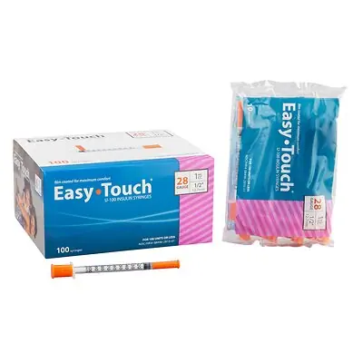 MHC Medical - 828155 Standard Insulin Syringe with Needle EasyTouch™ 1 mL 1/2 Inch 28 Gauge NonSafety Thin Wall