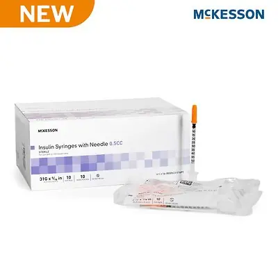 McKesson Brand - 16-INS05C31516PT Standard Insulin Syringe with Needle McKesson 0.5 mL 5/16 Inch 31 Gauge NonSafety
