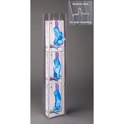 Poltex Inc - 3GBNARRO-W Glove Box Holder Wall Mount 3-Box Capacity Clear 19.8 X 5-1/2 Inch PETG Plastic