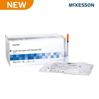 McKesson Brand - 16-INS1C2805PT Standard Insulin Syringe with Needle McKesson 1 mL 1/2 Inch 28 Gauge NonSafety