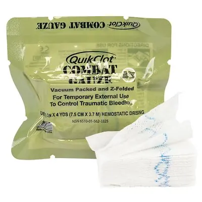 North American Rescue - 30-0039 Hemostatic Dressing Quick-Clot® Combat Gauze 3 Inch X 4 Yard 1 per Pack Sterile