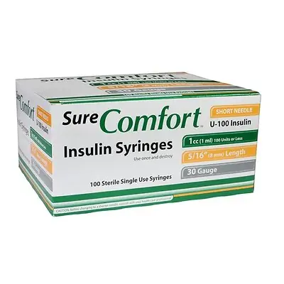 Allison Medical Inc - 86227830105 Standard Insulin Syringe with Needle Surecomfort® 1 mL 5/16 Inch 30 Gauge NonSafety Regular Wall