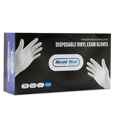 Medd Max LLC - 810028473393 Exam Glove Medd Max™ X-Large 1000 per Case NonSterile Vinyl Standard Cuff Length Smooth Clear Not Rated