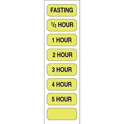 PDC Healthcare - 59707939 Pre-Printed Label pdc® Auxiliary Label Fluorescent Yellow Paper Fasting/1/2 Hour/1 Hour/2 Hour/3 Hour/4 Hour/5 Hour Black Safety and Instructional 1/2 X 1-1/4 Inch
