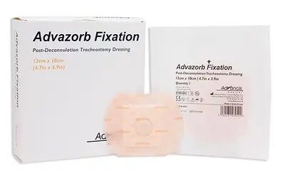 Mediusa - CR4341 Foam Dressing Advazorb® Fixation 4-1/2 X 4 Inch With Border Waterproof Film Backing Silicone Face and Border Tracheostomy Sterile