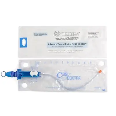 ConvaTec - DEX12 Intermittent Closed System Catheter Cure Dextra® Closed System Unisex / Straight Tip 12 Fr.