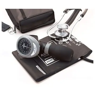 American Diagnostic Corp - 788-641-11ABK Reusable Aneroid / Stethoscope Set Pro's Combo III™ 23 to 33 cm Adult Cuff Dual Head Sprague Stethoscope Palm Aneroid