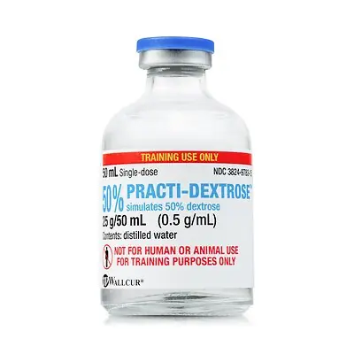 Wallcur - 304DX Clinical Training Medication Practi-Dextrose 50%™ Liquid Vial 50 mL