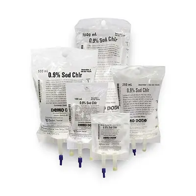 Nasco Healthcare - PN01183 Clinical Training Medication Demo Dose® Simulated IV Fluid - 5% Dextrose and 0.9% NaCl Liquid I.V. Bag 500 mL