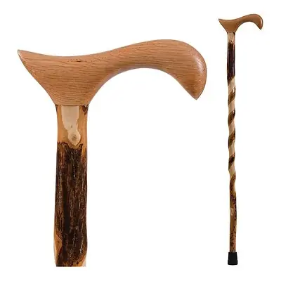 Mabis Healthcare - 502-3000-0087 Brazos™ Twisted Hickory Derby Rustic Walking Cane