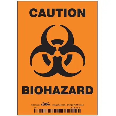 Grainger - 447X02 Wall Sign Caution Brady™ Caution Biohazard with Symbol