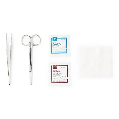 Medline - MDS708555 Suture Removal Kit Medline Scissor Style Handle Straight Jaw Type Sterile Single Use