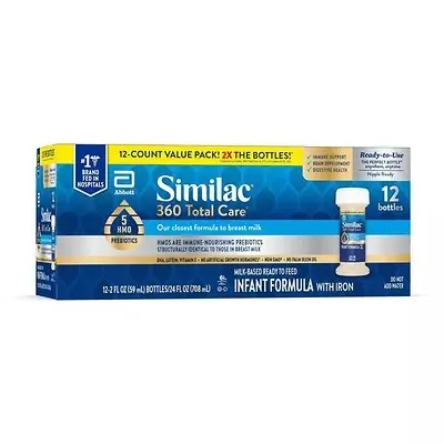Abbott Nutrition - 68136 Infant Formula Similac® 360 Total Care® Unflavored 2 oz. Bottle Liquid Iron