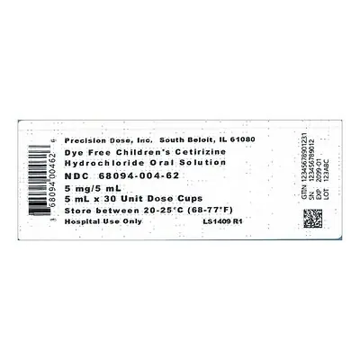 Precision Dose Inc - 68094000462 Cetirizine HCl Solution 5 mL