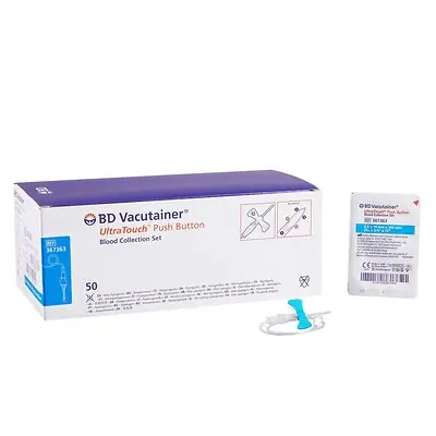 BD - 367363 BD Vacutainer® UltraTouch™ Push Button Blood Collection Set 25 Gauge 3/4 Inch Needle Length Safety Needle 12 Inch Tubing Sterile