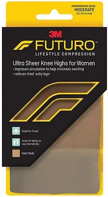 3M Company 71061EN - 3M™ Futuro™ Lifestyle Compression Ultra Sheer Knee Highs for Women, Nude, Large - 1/Pair, 12/Box