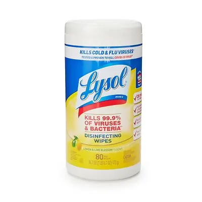 Essendant Co-United Stationers - RAC77182CT Surface Disinfectant Cleaner Lysol® Manual Pull Wipe 80 Count Canister Lemon Lime Blossom Scent NonSterile