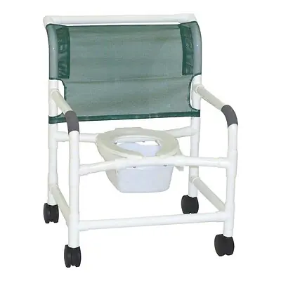 MJM International - 124-4TW-NB Commode / Shower Chair MJM International Fixed Arms PVC Frame Mesh Backrest 24 Inch Seat Width 375 lbs. Weight Capacity