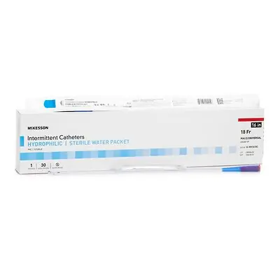 McKesson Brand - 16-MH1618C Urethral Catheter McKesson Coude Tip Hydrophilic Coated PVC 18 Fr. 16 Inch Length