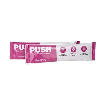 Global Health Products - GH-17 Oral Supplement PUSH Collagen Dipeptide Concentrate Mixed Berry Flavor Powder 7.4 Gram Individual Packet