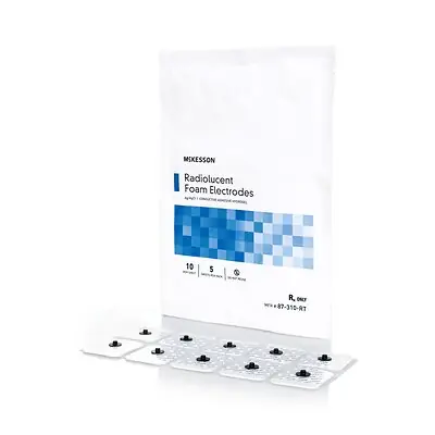 McKesson Brand - 87-310-RT ECG Monitoring Electrode McKesson Snap Connector Conductive Adhesive Gel Foam Backing Adult Radiolucent 5 per Pack