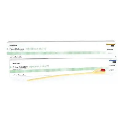 McKesson Brand - 16-LFOL516 Foley Catheter McKesson 2-Way Standard Tip 5 cc Balloon 16 Fr. Hydrophilic Polymer Coated Latex