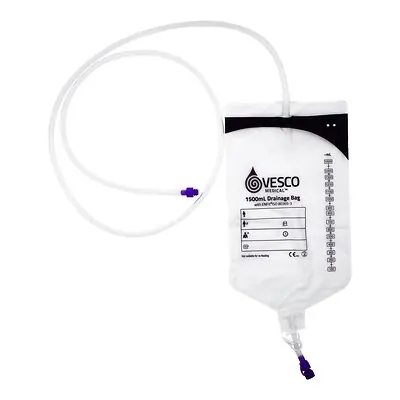 Vesco Medical - VED-015EO Enteral Drainage Bag with ENFit® Connector Vesco Medical™ 60 Inch Tubing 1500 mL Sterile