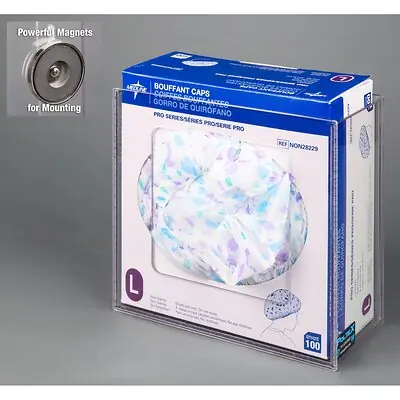 Poltex Inc - BOUFFCAP1-M Bouffant Cap Dispenser Magnetic Mount 1-Box Capacity Clear 4.9 X 10.2 X 11-1/4 Inch PETG Plastic