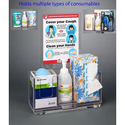 Poltex Inc - RESPQ-CT-DCL Respiratory Hygiene Station Poltex Counter Top Clear 6 X 4-1/2 X 4-1/2 X 8.9 Inch PETG