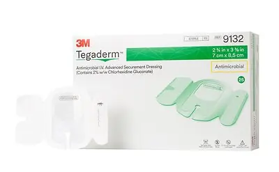 Solventum Corporation - 9132 Antimicrobial IV Securement Dressing 3M™ Tegaderm™ I.V. Advanced Film 2-3/4 X 3-3/8 Inch Sterile