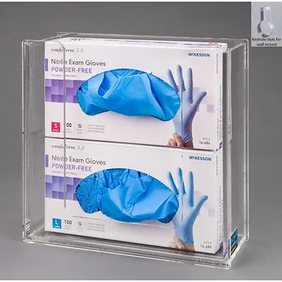 Poltex Inc - ACGB2-W Glove Box Holder Wall Mounted 2-Box Capacity Clear 10-1/4 W X 3-3/4 D X 10 H Inch Acrylic