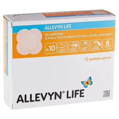 Smith & Nephew - 66801068 Allevyn Life Silicone Adhesive with Border Silicone Foam Dressing