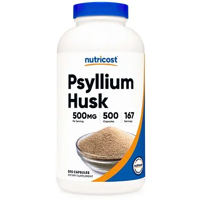 Nutricost - NTC056101 Dietary Supplement nutricost® Psyllium Husk 500 mg Strength Capsule 500 Per Bottle