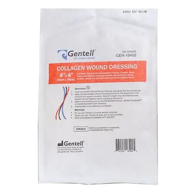 Gentell - GEN-18400 Collagen Dressing Gentell® 4 X 4 Inch Square Sterile