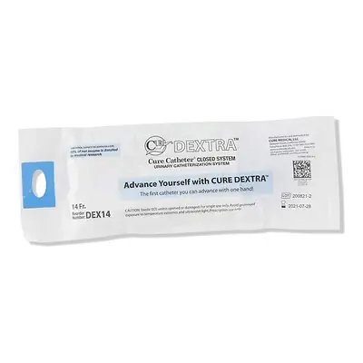 ConvaTec - DEX14 Intermittent Closed System Catheter Cure Dextra® Closed System Unisex / Straight Tip 14 Fr. Without Balloon