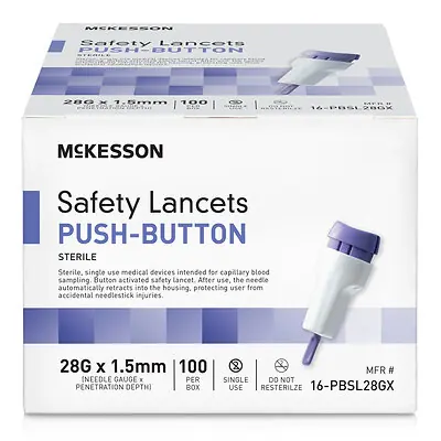 McKesson Brand - 16-PBSL28GX McKesson Push Button Safety Lancet
