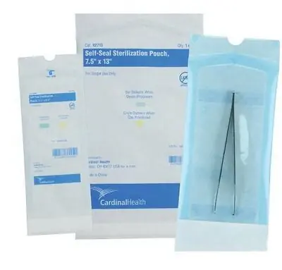 Cardinal - 92168 Sterilization Pouch Cardinal Health™ Ethylene Oxide (EO) Gas / Steam 8 X 16 Inch White / Blue Self Seal Paper / Film