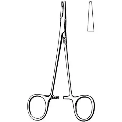 Sklar - 20-1750 Needle Holder Halsey 5 Inch Length Straight Smooth Tip Finger Ring Handle