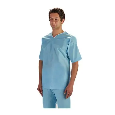 Graham Medical Products - 62491 Patient Scrub Shirt X-Large Blue Without Pockets Short Sleeve Unisex