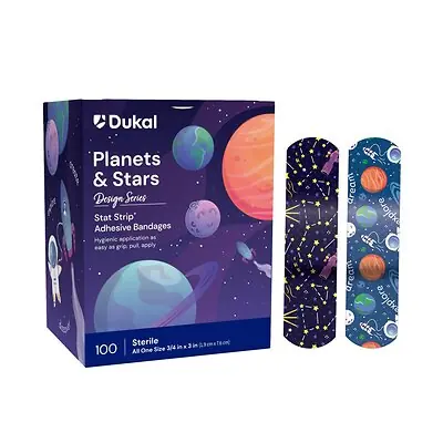 Dukal - 15650 Adhesive Strip Stat Strip® Plastic Kid Design (Planets / Stars) 3/4 X 3 Inch Sterile