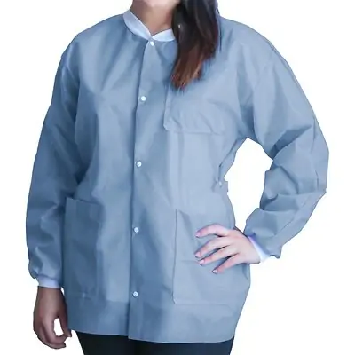 Dukal - UGJ-6503-M Lab Jacket FitMe™ Ceil Blue Medium Hip Length 3-Layer SMS Disposable