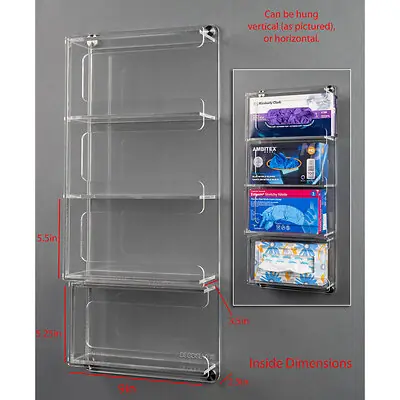 Poltex Inc - DECOGLVTIS-W Glove Tissue Holder Poltex Wall Mounted 1 Box of Gloves and 1 Box of Masks Clear 9 X 2-1/2 X 5-1/4 Inch Acrylic